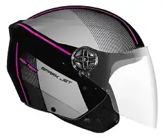 Capacete Ebf (Brilho) Spark Jet Volt Preto/Rosa (Aberto) (58) ++
