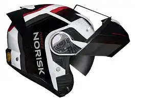 Capacete Norisk Force 2 (Brilho) Kore (C/Oculos/Escamoteavel) Preto/Branco/Cinza (58) ++