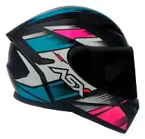 Capacete Asx City (Brilho) Start Preto/Turquesa/Rosa/Branco (56) ++