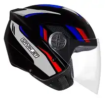 Capacete Ebf (Brilho) Spark Jet Sting Preto/Prata/Azul (Aberto) (58) ++