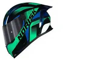 Capacete Norisk Flow (Brilho) Pulse (+ 1 Viseira Fumê) Preto/Verde/Azul (58) ++