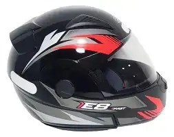 Capacete Ebf E08 (Brilho) Fast Escamoteavel Preto/Vermelho (58) ++