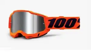 Oculos 100% (Anti - Embaçante C/Pino Tear Off) Accuri 2 Goggle Cromado + Lente Cristal (Laranja Neon/Preto) ++