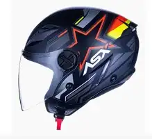 Capacete Asx Pilot (Fosco) Air Pilot "1 Alemanha" Preto Fosco/Vermelho/Amarelo (Aberto) (58) ++