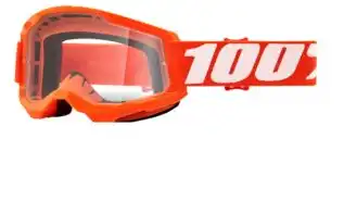 Oculos 100% (Anti - Embaçante C/Pino Tear Off) Strata 2 Goggle Lente Cristal (Laranja/Branco) ++
