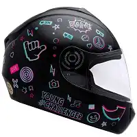 Capacete Fly Young Hg (Brilho) Live (Infantil) Preto/Color (54) ++